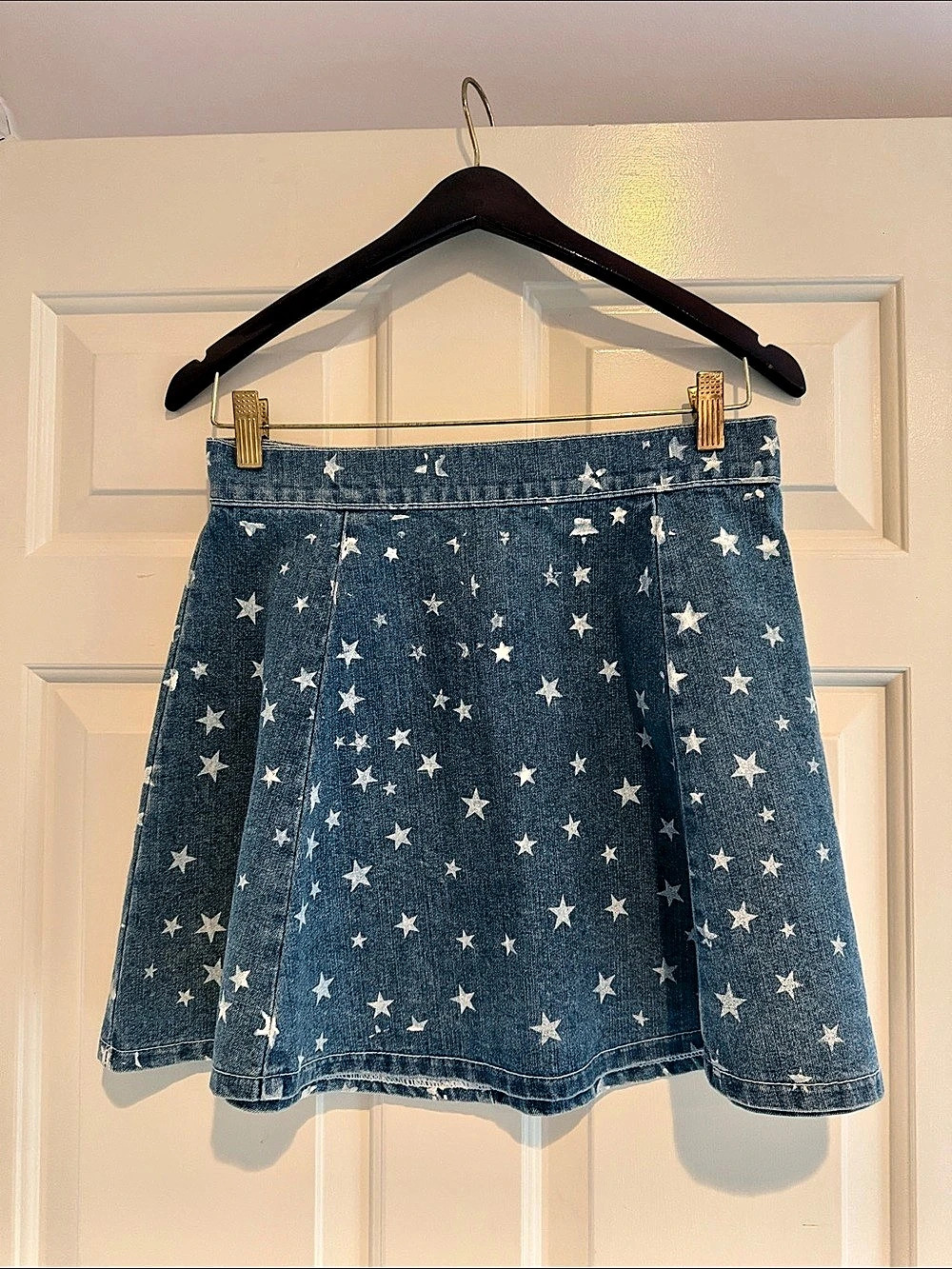 NWOT CARMAR Star Print Denim Mini Skirt Waist 28